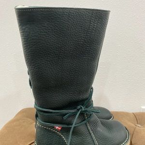 Silkeborg Duckfeet Dark Green Unisex Sz 38Leather Tall Sherpa Lined Winter Boots
